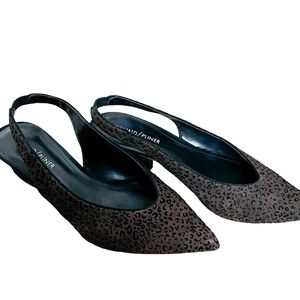 DONALD J PLINER Pointy Toe Gema Animal Print Slingback Block Heel Shoes Sz 8.5